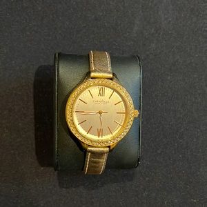 Champagne Face and Band Caravelle Watch